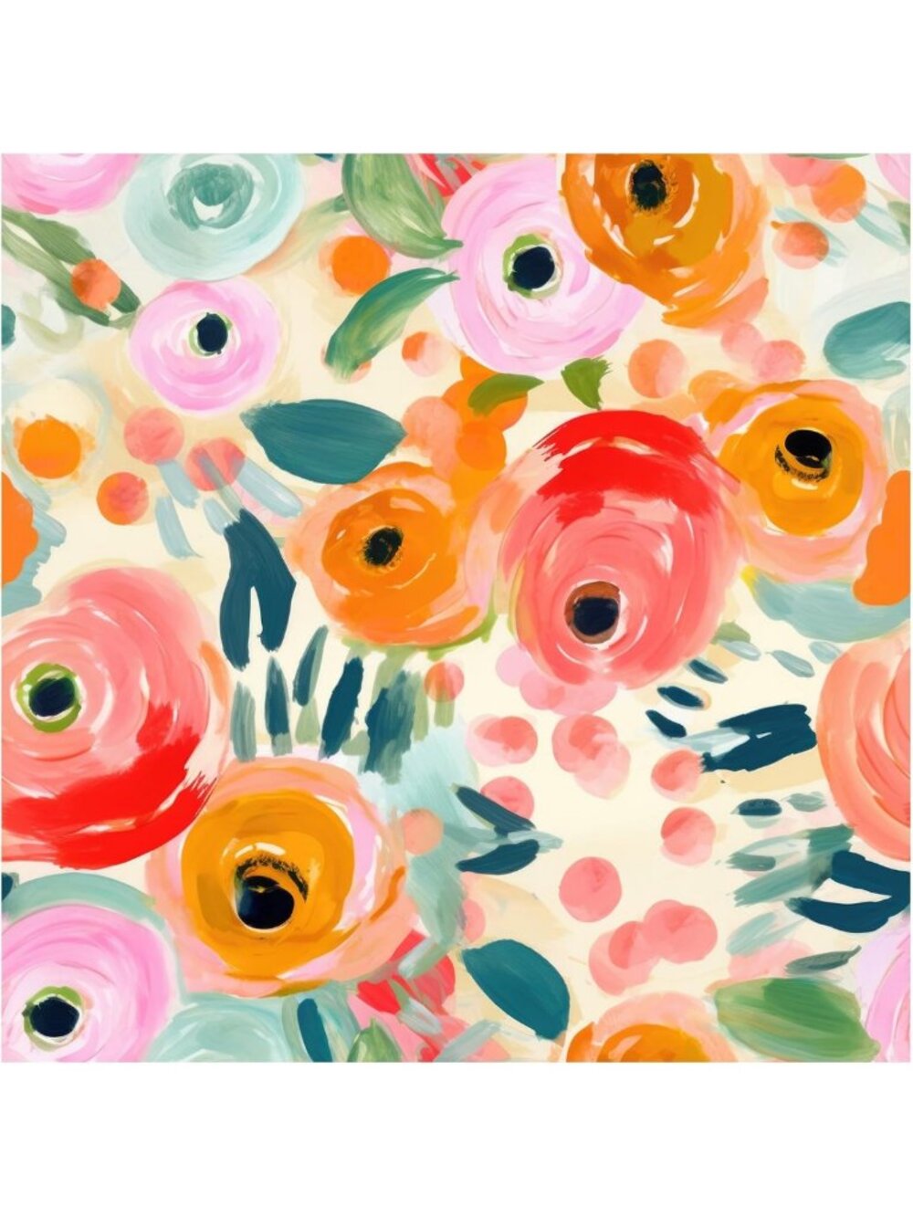 Colorful Boho Floral Peel and Stick Wallpaper - Watercolor Design, 17.3in x